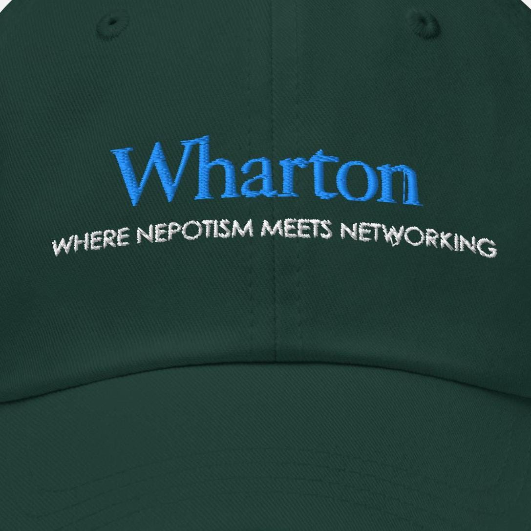 Wharton Parody Dad Hat: Funny Finance MBA Alumni Gift