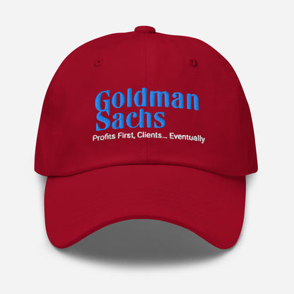Funny Goldman Sachs Parody Dad Hat: Finance Meme Gift