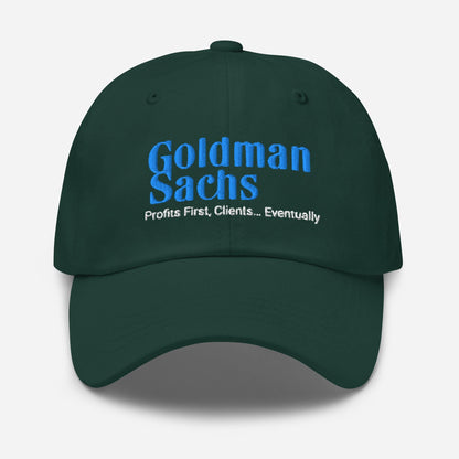 Funny Goldman Sachs Parody Dad Hat: Finance Meme Gift