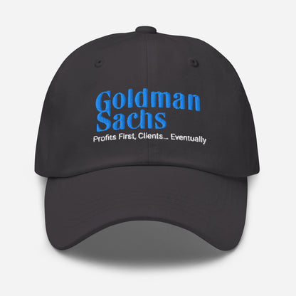 Funny Goldman Sachs Parody Dad Hat: Finance Meme Gift