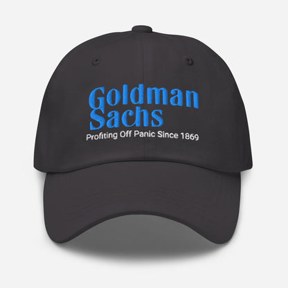 Profiting Off Panic Dad Hat: Funny Goldman Sachs Parody Gift