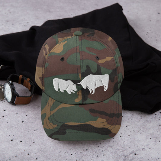 Bull vs Bear Embroidered Dad Hat: Crypto Stock Trader Gift