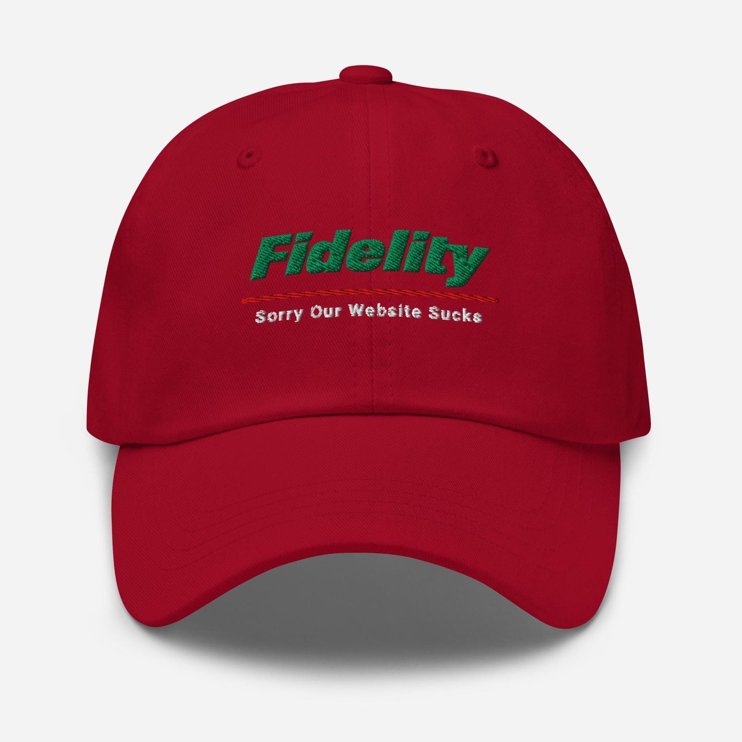 Fidelity Parody Dad Hat: Finance Humor Gift Sorry Our Website Sucks
