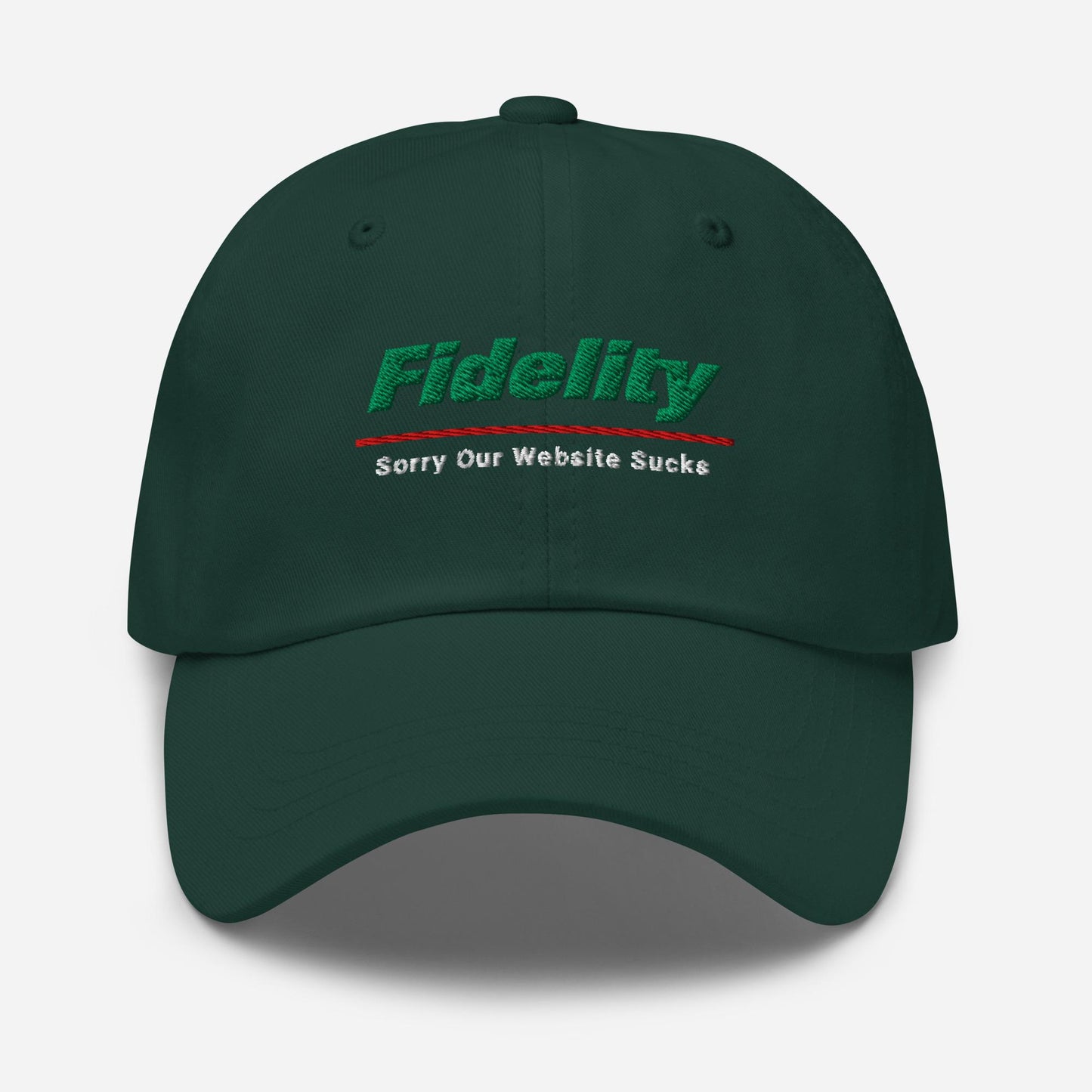 Fidelity Parody Dad Hat: Finance Humor Gift Sorry Our Website Sucks