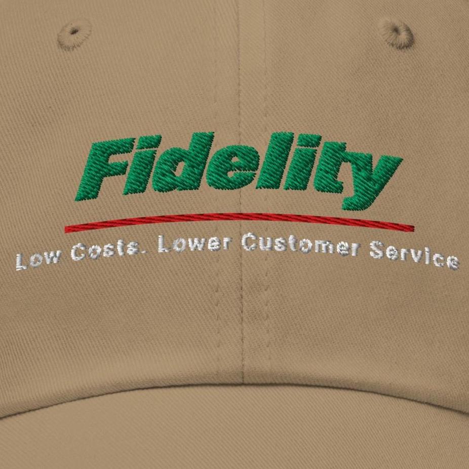 Fidelity Parody Dad Hat: Finance Humor Gift Low Costs Lower Customer Service
